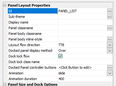 Panel Layout Properties